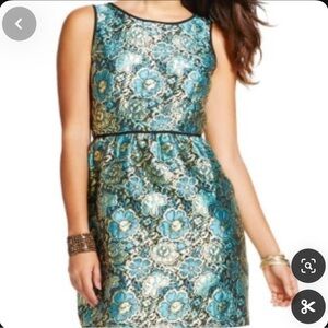 Metallic floral mini dress